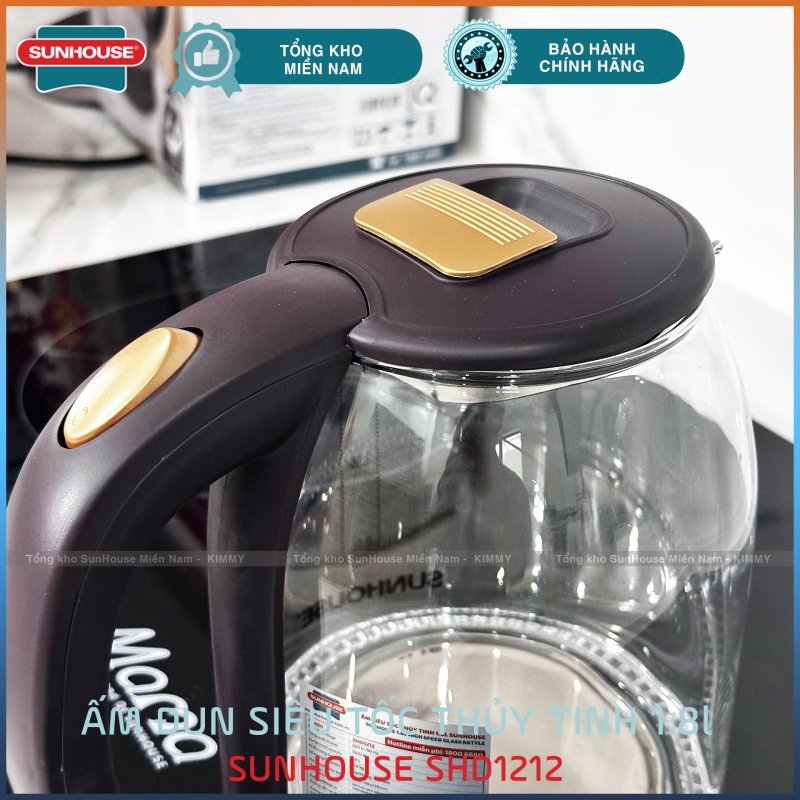 Ấm đun siêu tốc 1.8L bình thủy tinh Sunhouse SHD1212